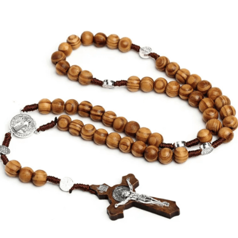 Jerusalem-Crafted Wooden Bead Rosary Blessed at the Church of the Holy Sepulchre
