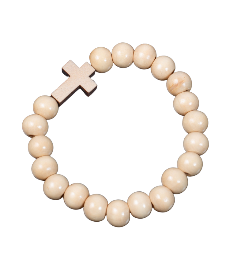 Blessed wooden rosary bracelet featuring olive wood beads from Bethlehem